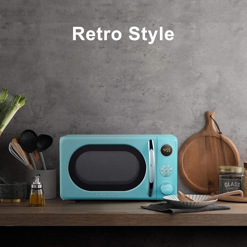 0.7 Cu Ft Retro Microwave Oven LED Pull Handle Child Lock Bebop Blue4
