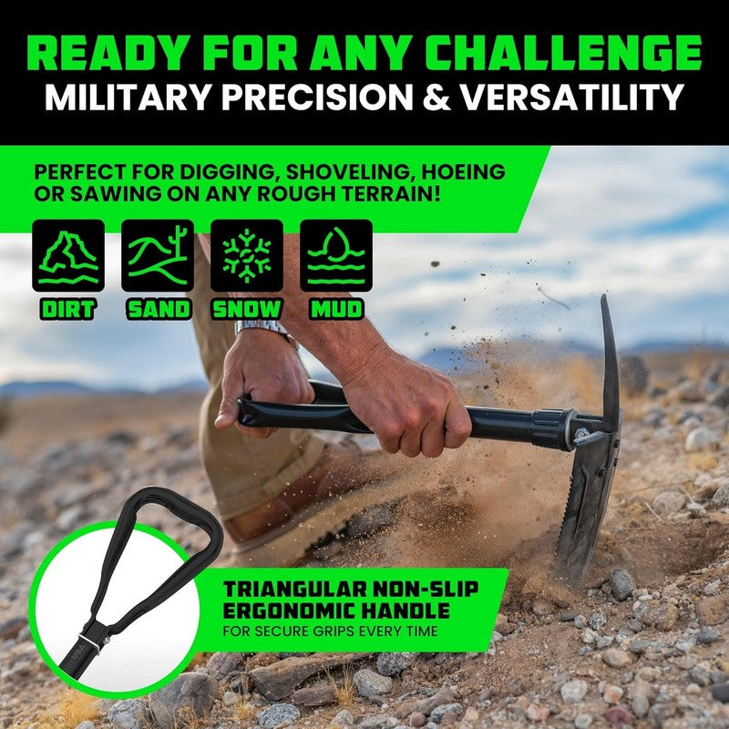 Folding Survival Shovel with Pick Heavy Duty Camping Entrenching Tool3