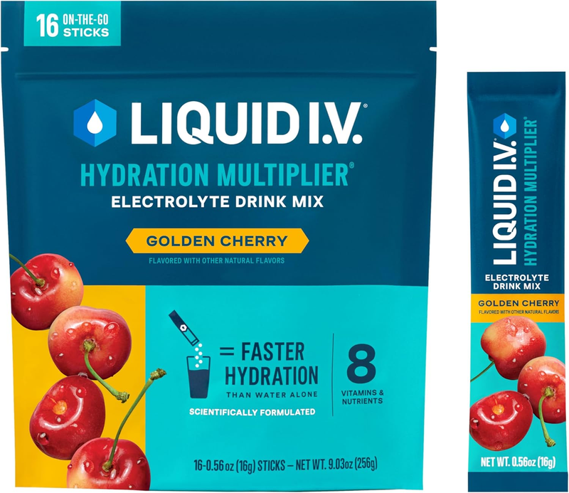 Liquid I.V. Hydration Multiplier Golden Cherry Electrolyte Mix 16 Servings0
