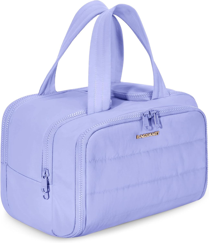 Travel Toiletry Bag Large Wide-Open Puffy Cosmetic Organizer for Women Purple7