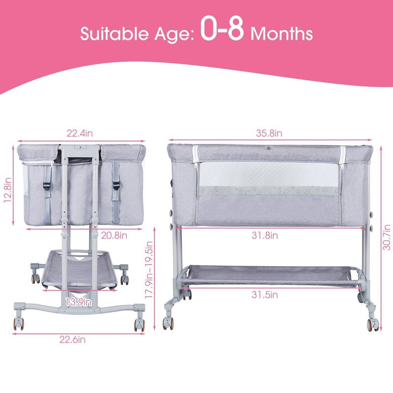 Baby Bassinet Bedside Sleeper Bassinet for 0 5 Months Baby Unisex (Light Grey)5
