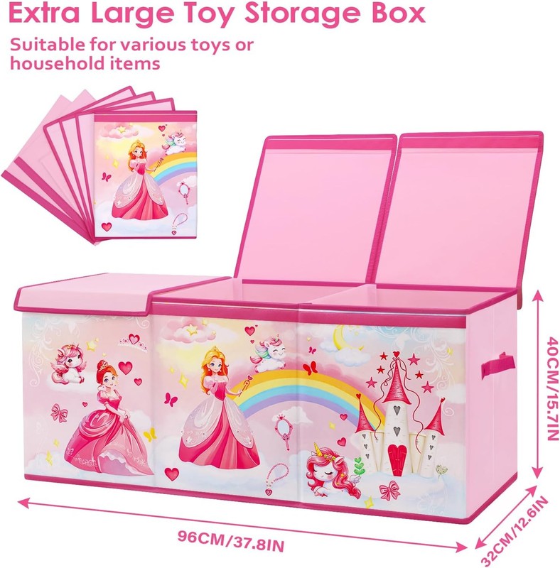 Large Toy Box Chest Collapsible Oxford Storage Box Kids Flip Lid Organizer1