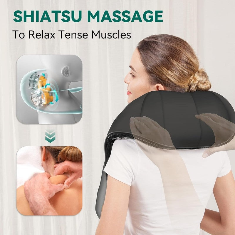 Shiatsu Neck Shoulder Massager w/ Heat Cordless Portable Back Lumbar1