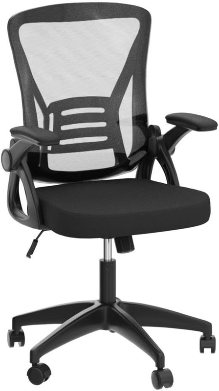 Ergonomic Mesh Office Chair Mid Back Swivel Desk Chair Flip Up Arms Black3