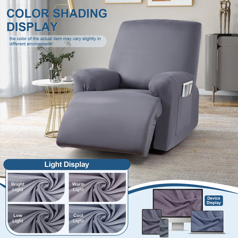 3-Piece Light Gray Recliner Chair Slipcover Stretch Couch Sofa Cover7
