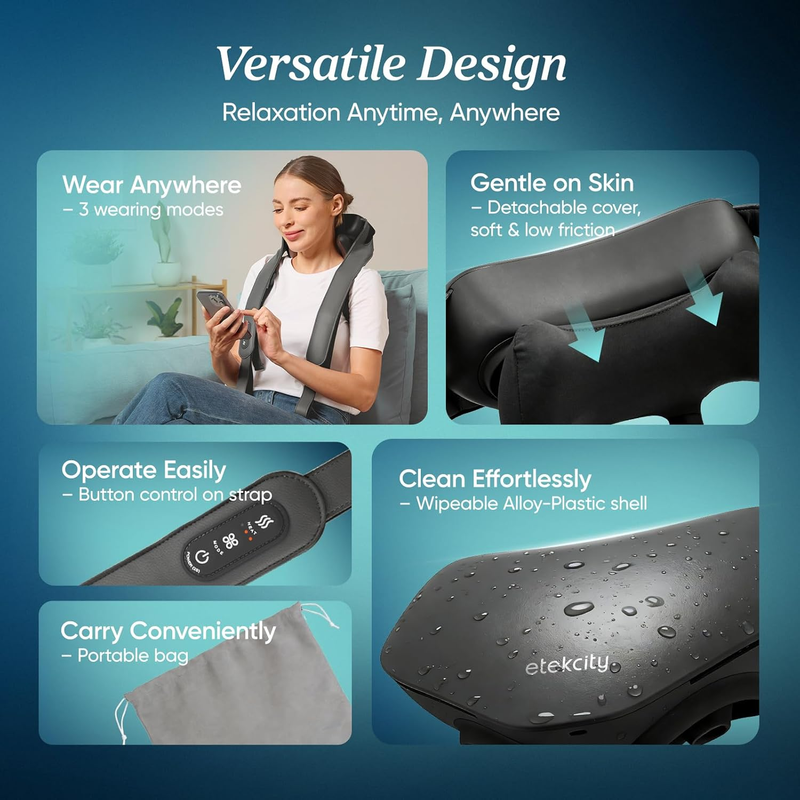 FSA Cordless Neck Massager Heat Shiatsu Deep Tissue Shoulder Pain Relief7