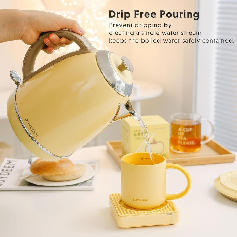 Electric Kettle 1.7L 1440W Stainless Steel Cordless Auto Shut Off Arctic Yellow4