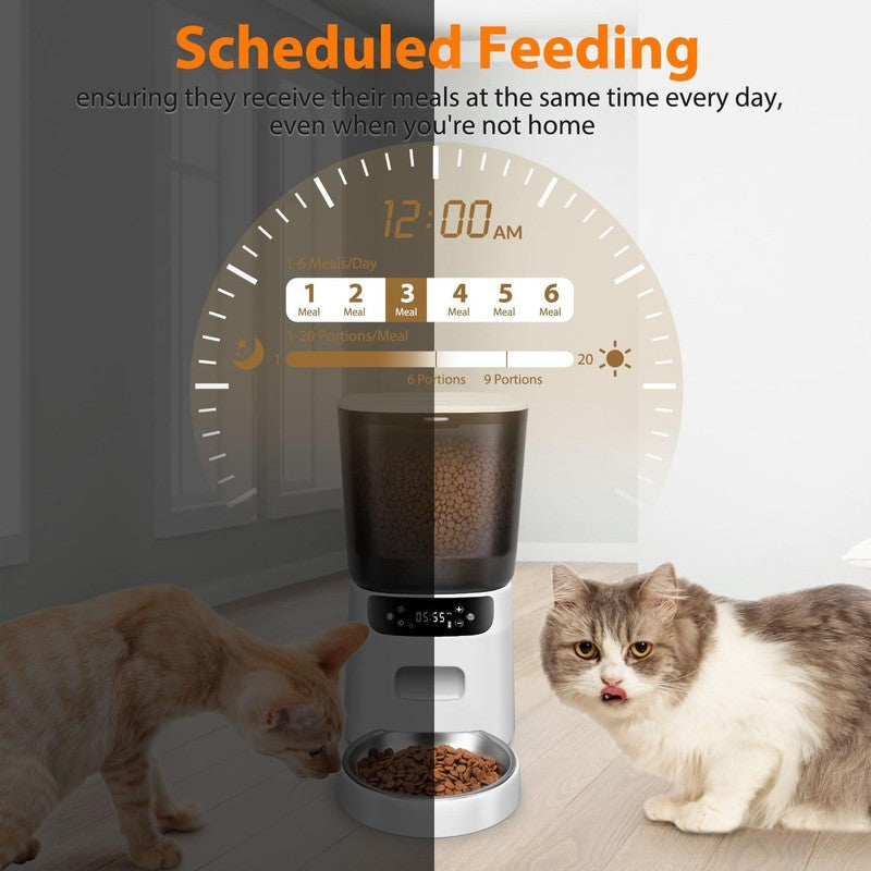 Automatic Cat Feeder with Stainless Steel Bowl, Food Dispenser 6 Meals Daily1