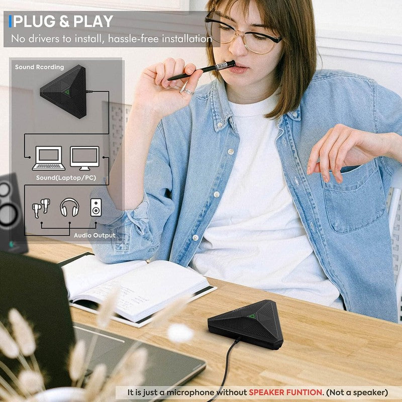 Conference USB Microphone w/ Mute, Omnidirectional Condenser Mic for PC4