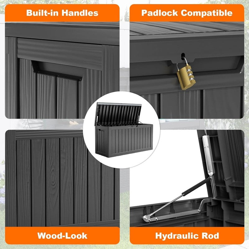 80 Gallon Lockable Resin Deck Box   Waterproof Storage for Tools & Furniture4