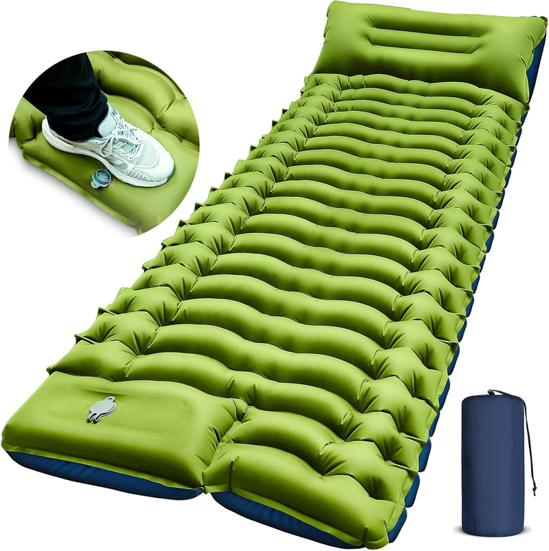 Camping Sleeping Pad, Ultralight Camping Mat with Pillow, Built In Foot Pump Inf9