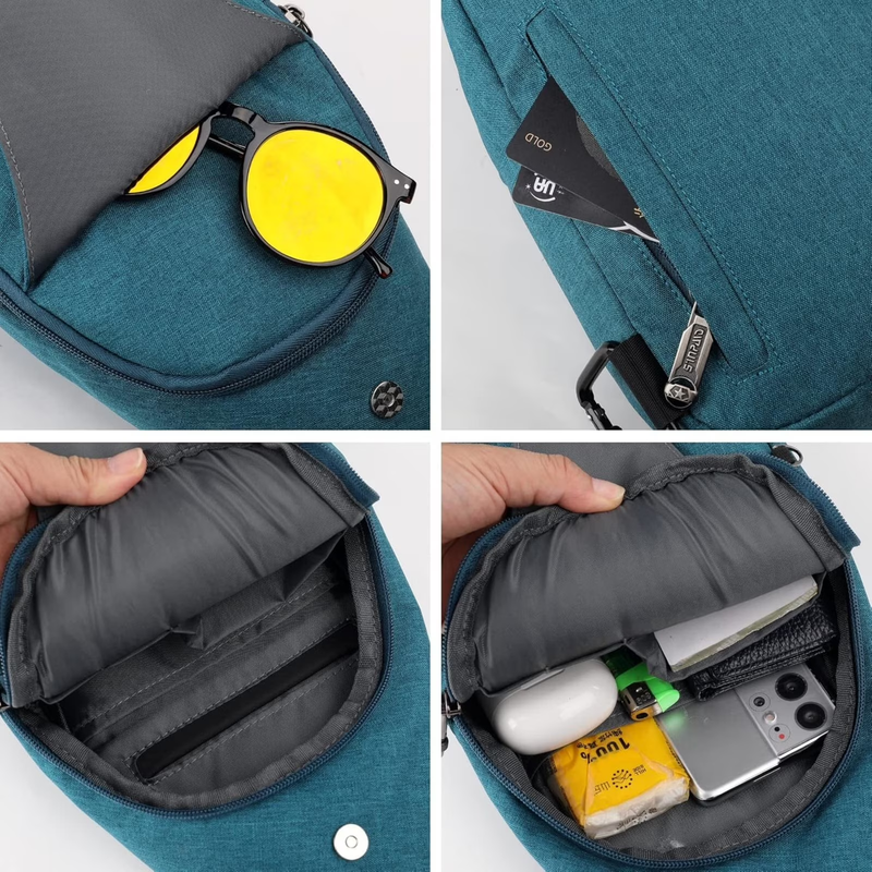Unisex anti Theft Travel Hiking Walking Sling Cross Body Shoulder Chest Bag,Teal6