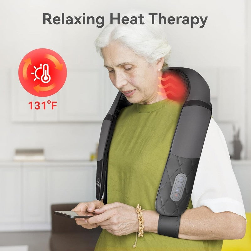 Cordless Shiatsu Neck Back Massager w/ Heat Deep Kneading Pain Relief3
