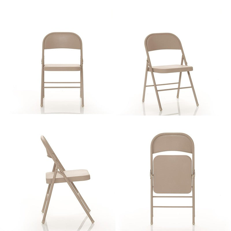 All Steel Metal Folding Chair, Beige, 4 Pack2