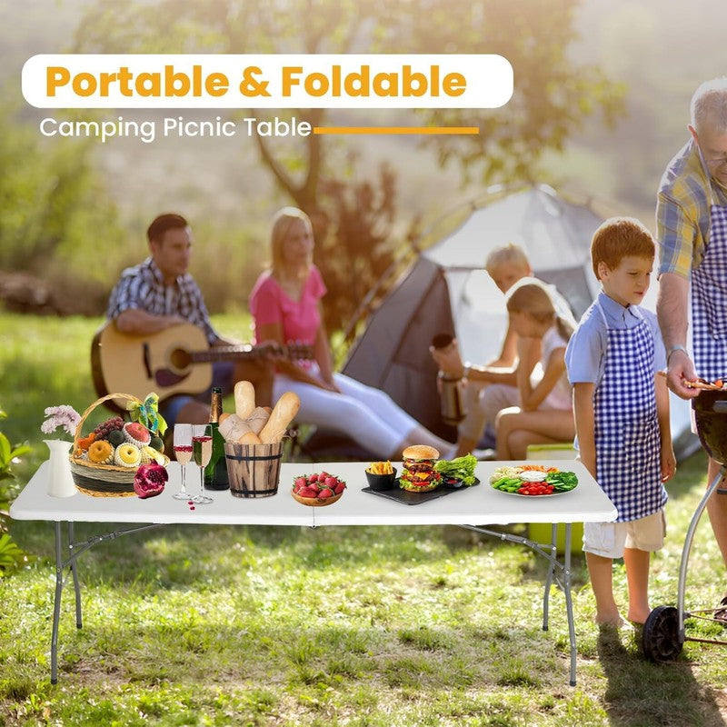 6 Foot Folding Camping Table for Picnic Table Party Table, White2