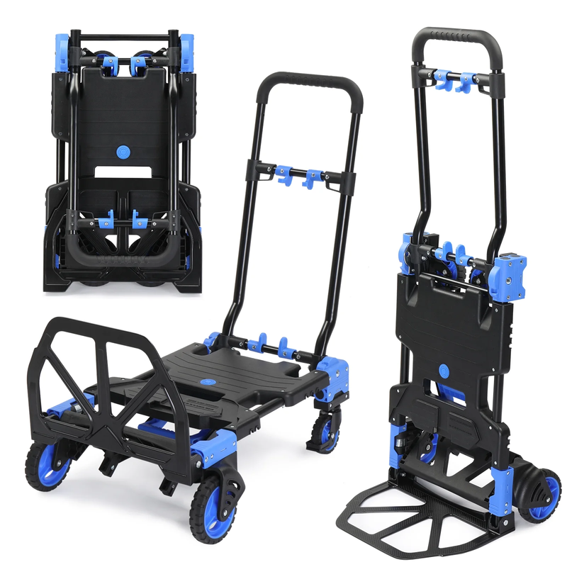 Portable 2-in-1 Hand Truck & Dolly Cart Foldable 330LB Capacity Handle0