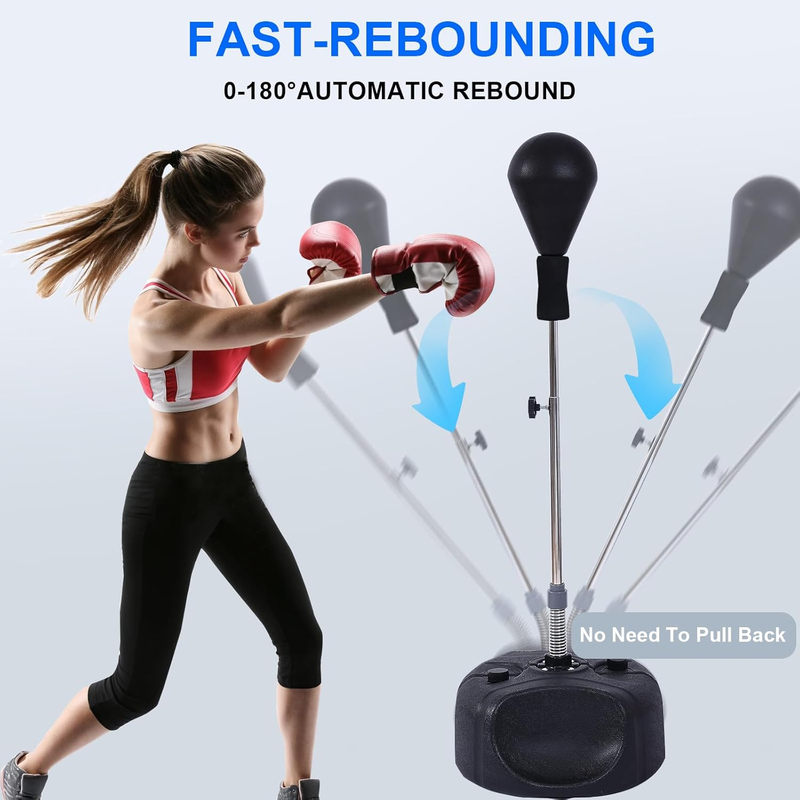 Punching Bag w Stand Fast Rebound Adjustable Height Boxing Training Fit8