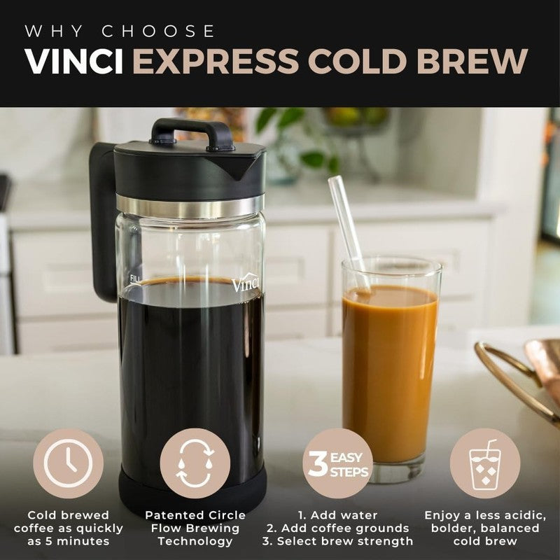 Electric Cold Brew Coffee Maker 10 Min Glass Carafe 1.4L 3 Strength Settings2