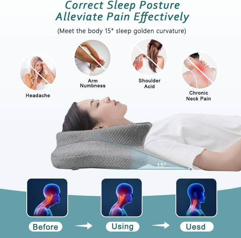 Cervical Neck Pillow Memory Foam Cooling Ortho Support for Side Back Sleepers1