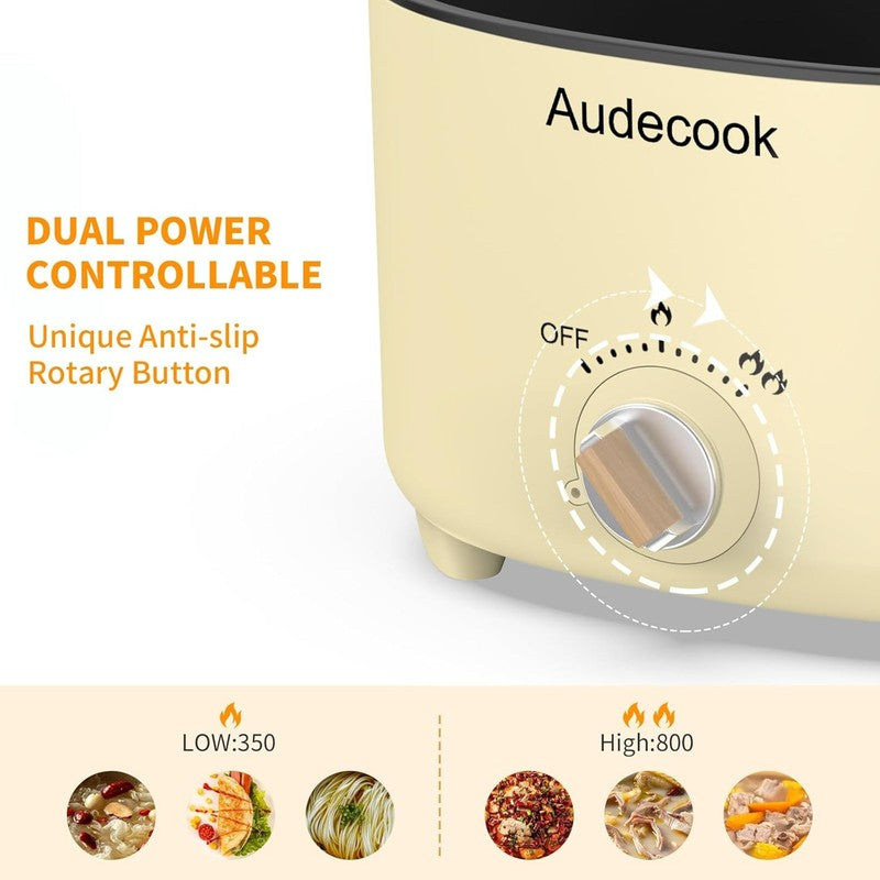 2.5L Electric Hot Pot Nonstick Multicooker Portable Dual Temp Control Beige5