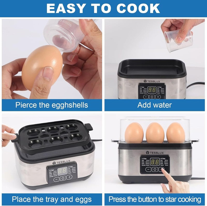 Electric Rapid Egg Cooker – 6 Egg Capacity with Auto Shut Off for Boiled, 3