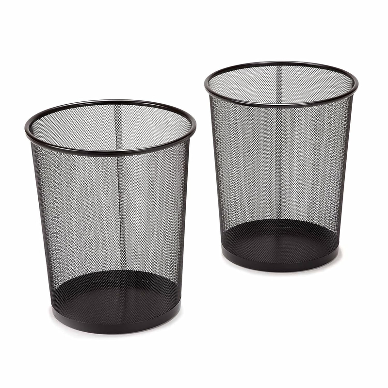 2-Pack 6 Gallon Steel Mesh Trash Cans, Black Round Wastebaskets for Home/Office8