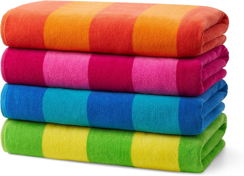 Kaufman - Soft Oversized Beach Towels in Bulk | 29" X 58" Velour Striped Towel |1