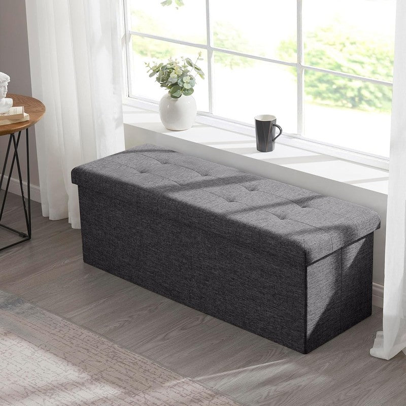 43'' Folding Storage Ottoman Bench Foot Rest Chest Bedroom Large Dark Gray6