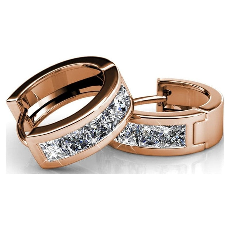 Giselle Chunky 18K Rose Gold Plated 15Mm Women Hoop Earrings with Crystals6