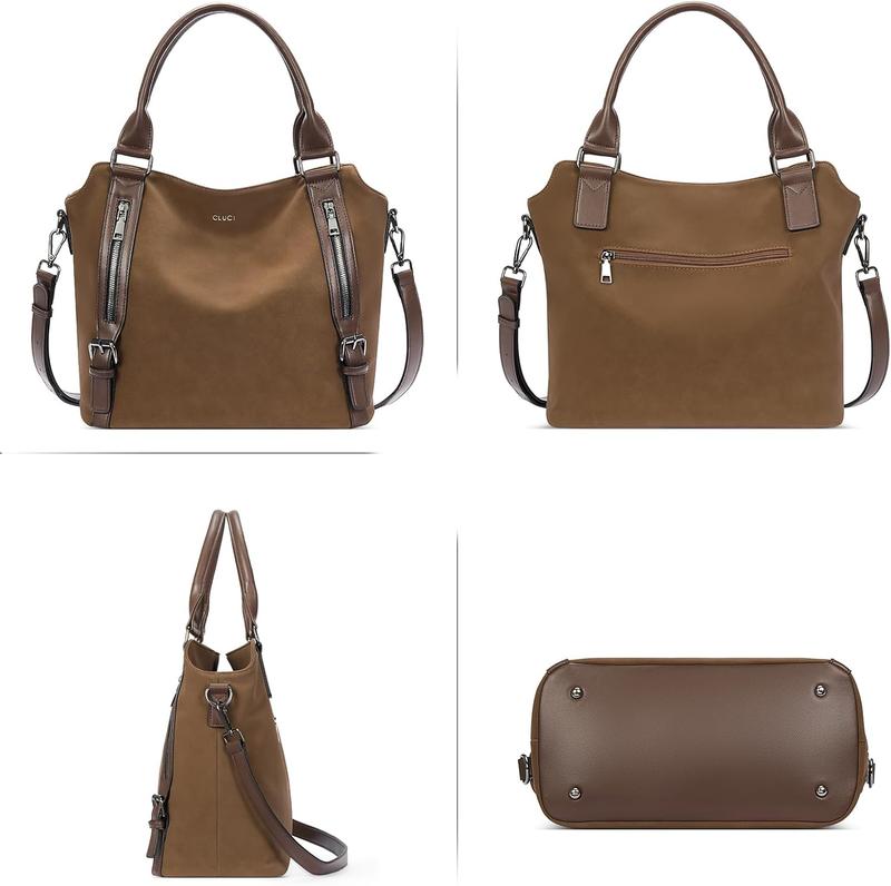 Large Women’s Hobo Bag Tote Purse w/ Multiple Pockets & Adjustable Strap Suede4