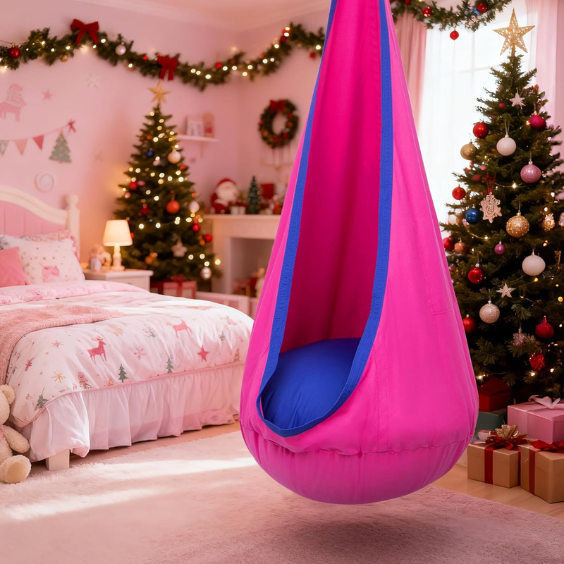 Kids Pod Swing Seat, Hanging Hammock Chair Swing with Inflatable Pillow, Sensory1