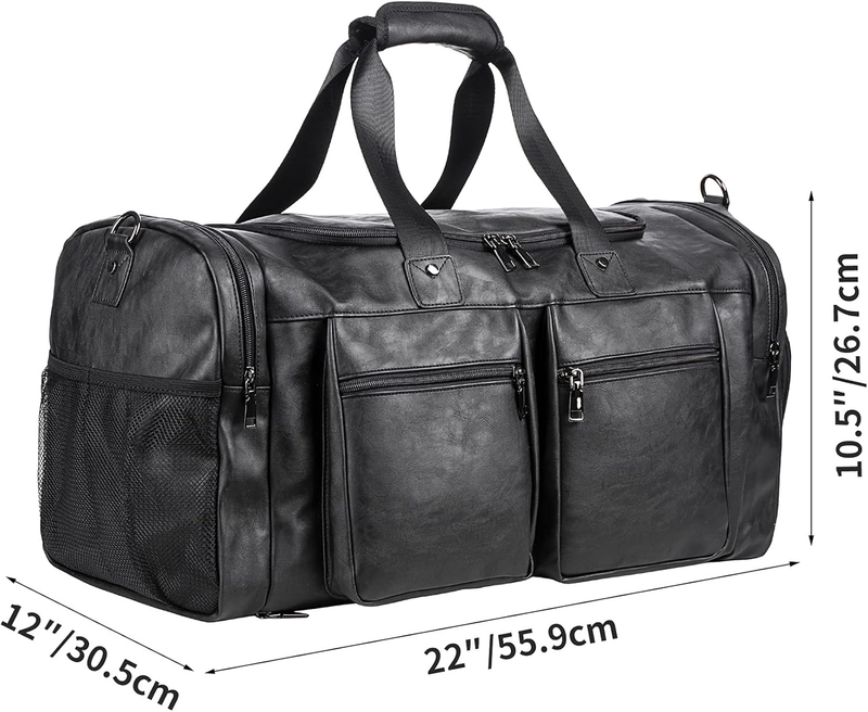 Travel Weekender Bag w/ Shoe Pouch Large Leather Overnight Carry On4