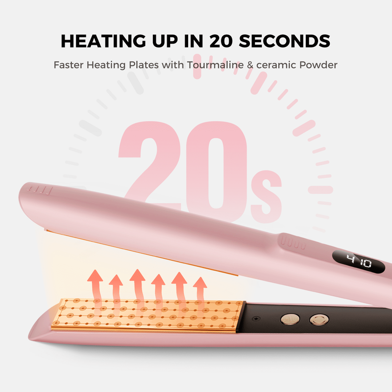 Hair Straightener 1 Inch Ionic Flat Iron and Curler 2 in 1 Pink1