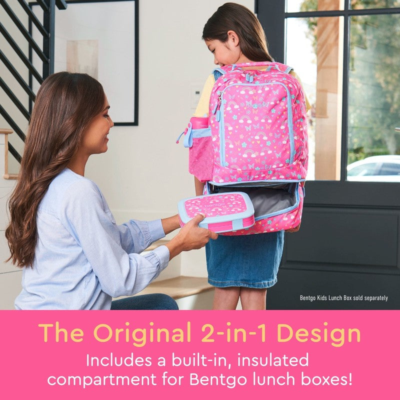 Kids Prints 2 In 1 Backpack & Insulated Lunch Bag   Pink Rainbow1