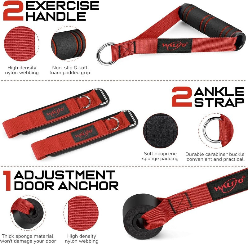 Resistance Bands Set w/ Handles Door Anchor Ankle Straps Home Gym Workout2