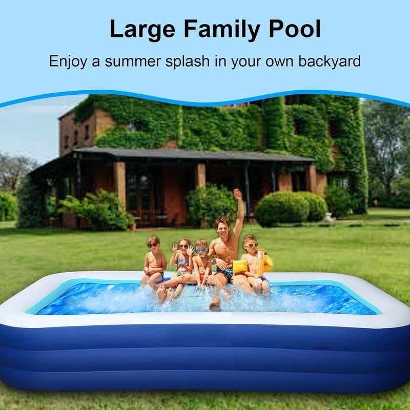 Inflatable Pool for Kids and Adults, 118" X 68" X 22" Oversized Thickened Family1