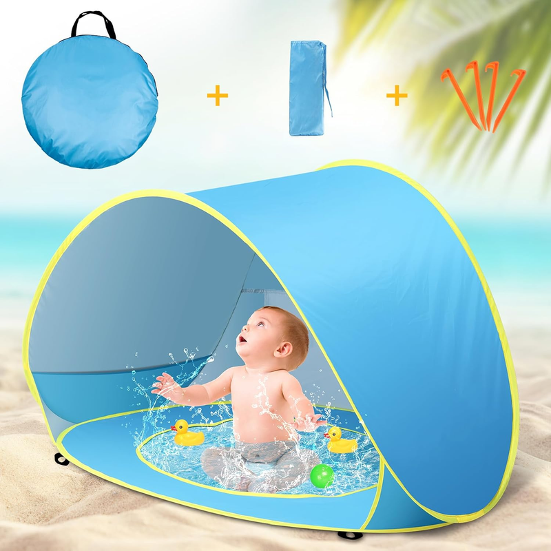 Baby Beach Tent Pop Up with Pool UPF50+ UV Protection Sun Shelter6