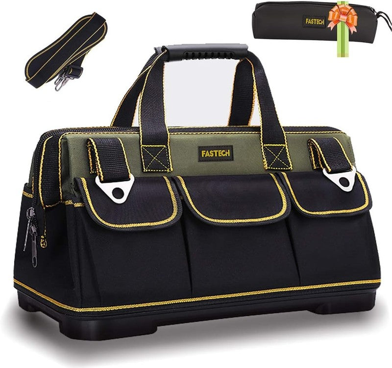 15" Wide Mouth Tool Bag Waterproof Molded Base Adjustable Shoulder Strap7