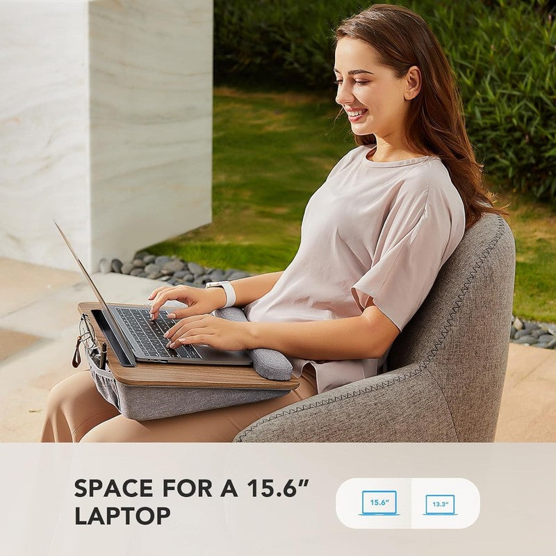 Portable Lap Laptop Desk with Pillow Cushion, Fits up to 15.6 Inch Laptop, with 1