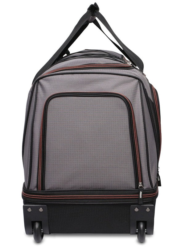30 in Rolling Drop-Bottom Carry on Duffel Bag for Travel, Black and Gray6
