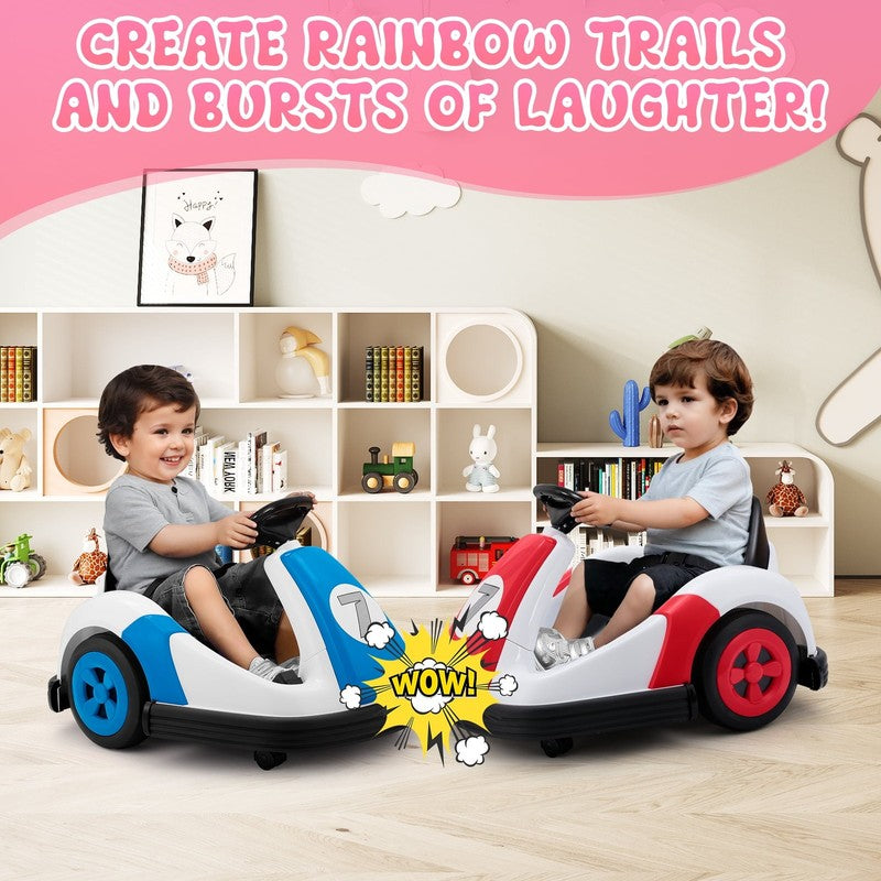 12V Red Toddler Bumper Car 2-Speed 360° Remote Control Ride-On for Kids 2-51