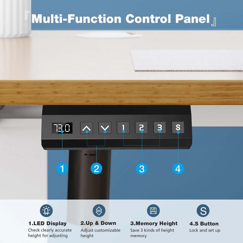 48x24in Electric Height Adjustable Standing Desk Ergonomic Memory Natural4