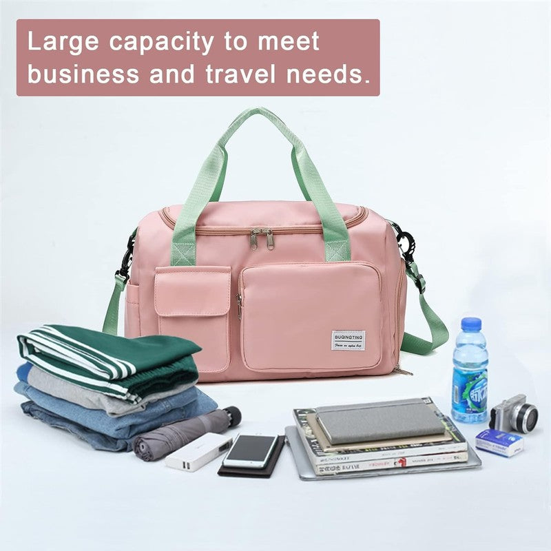 Women Gym Duffle Bag Travel Weekender Carry On w/ Shoe Compartment2