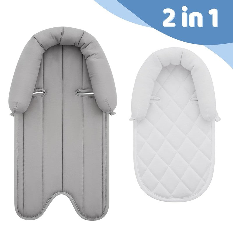 Infant Car Seat Insert Soft Minky 2 in 1 Reversible Baby Body Support Gray/White6