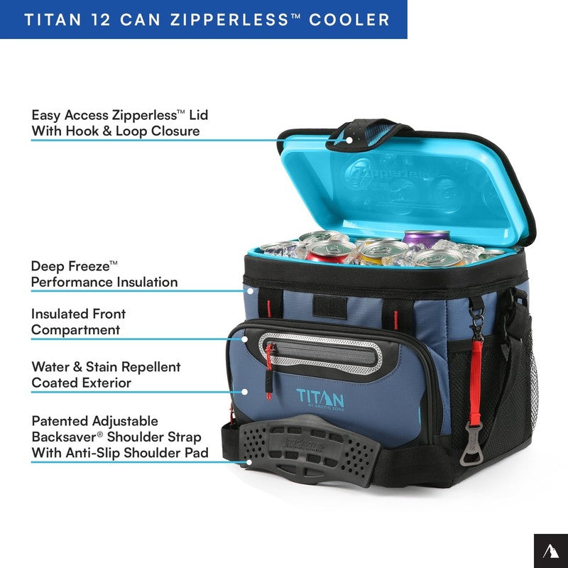 12 Can Zipperless Soft Cooler, 8 Quart, Ocean Blue3