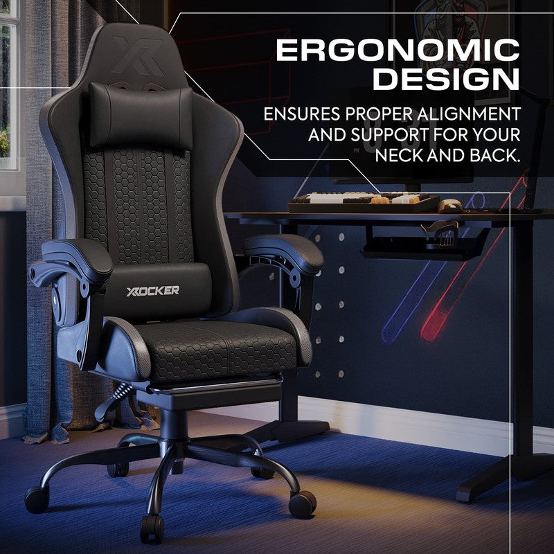 Honeycomb Faux Leather PC Gaming Chair, Black2