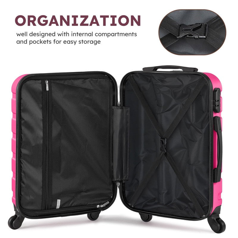 4 Piece Luggage Set Hardside Spinner Suitcase 16 20 24 28 Inch  Rose Red10