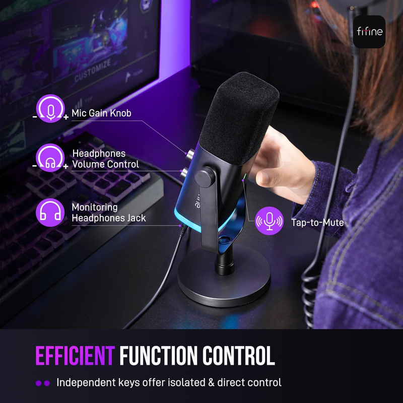 USB/XLR Dynamic Microphone for Podcast Recording, PC Computer Gaming Streaming M7
