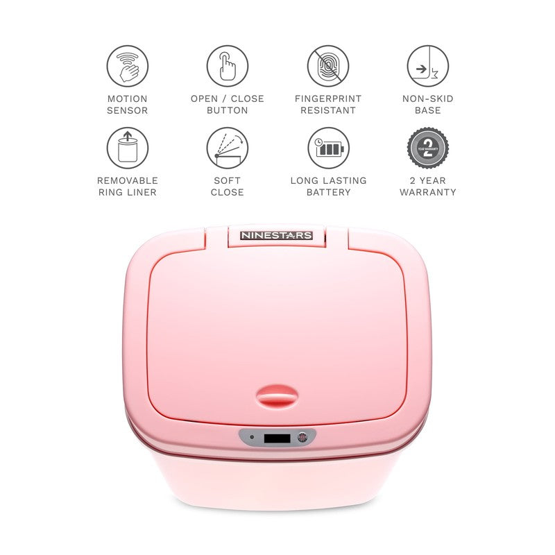 3 Gallon Motion Sensor Bathroom Trash Can, Hands Free Soft Close Lid, Pink5