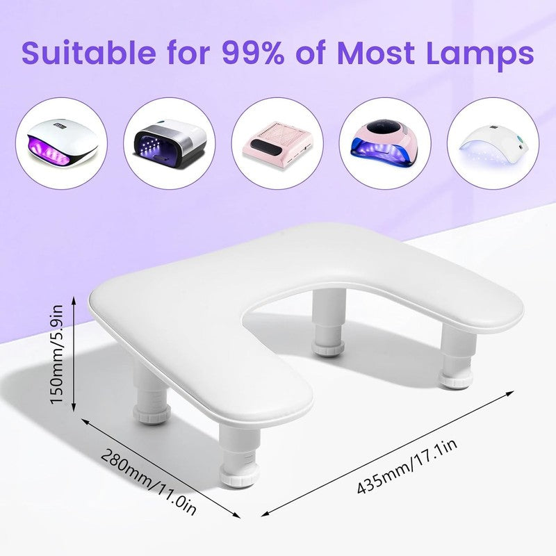 Adjustable U Shaped Nail Arm Rest for Manicure   Microfiber PU Leather (White)3